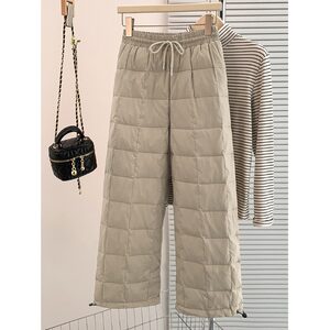 
Lightweight down cotton trousers women's winter outer trousers 2025 new European style foreign style quilted warm lantern wide leg pants