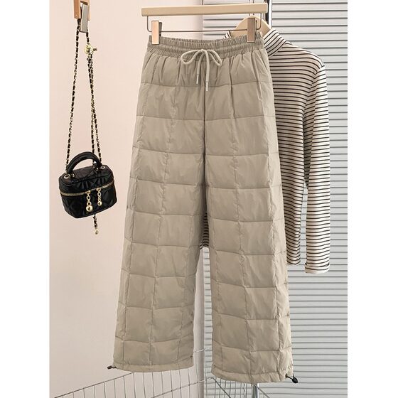 
Lightweight down cotton trousers women's winter outer trousers 2025 new European style foreign style quilted warm lantern wide leg pants