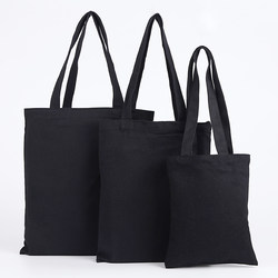 Black Canvas Bag, Blank Study Bag, DIY Hand-Painted, Large Capacity, Zipper Style, Simple and Eco-Friendly Shoulder Bag