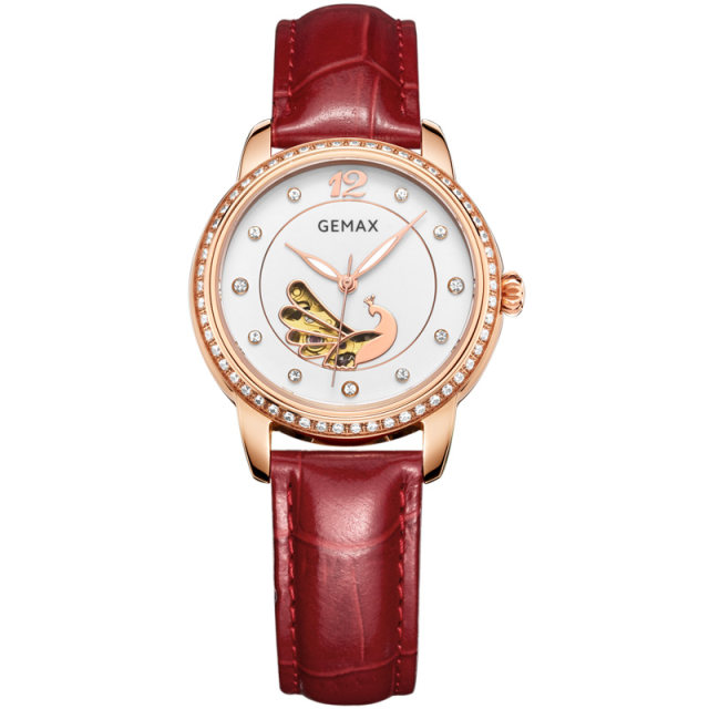 Gemax Gema Master Watch Woman Solid Full Automatic Machine Watch Watch Watch Wine Red Import Mortar