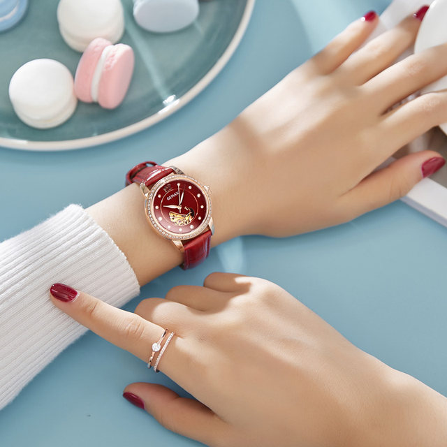 Gemax Gema Master Watch Woman Solid Full Automatic Machine Watch Watch Watch Wine Red Import Mortar