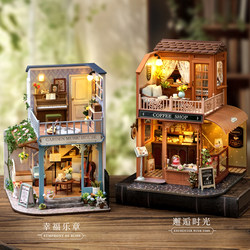 Zhiquwu DIY Miniature House Encounter Time Handmade Miniature Building Scene Art House Birthday Gift for Girls