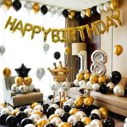 Happy Birthday Party Boys and Girls Scene Decoration Supplies Background Wall Balloons 18-Year-Old Adult 10-Year-Old Gift Decoration