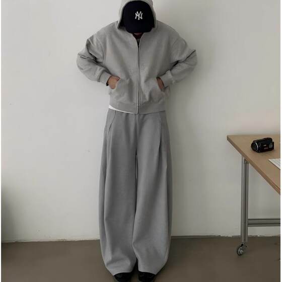 
American heavyweight deconstructed tailoring machete sweatpants for women and men in autumn loose wide-leg sports pants versatile casual floor mopping pants