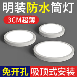 Outdoor Waterproof Surface-Mounted Downlight Balcony Led Outdoor No-Drill Ceiling Bathroom Small Round Light Mini Small Size