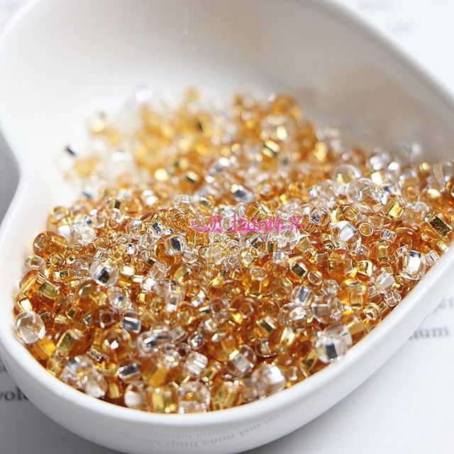 New silver filled gold and silver square hole round rice beads handmade diy bracelet necklace hairpin step shake jewelry accessories material