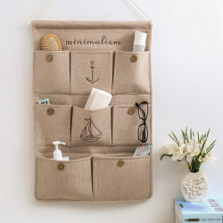 Creative Cotton and Linen Storage Hanging Bag, Multi-Layer Hanging Pouch, Fabric Door-Back Miscellaneous Storage Bag, Wall-Mounted Storage Bag
