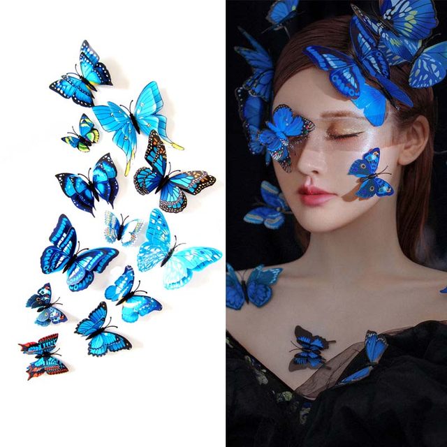 Photography Art Creative Makeup Blue Butterfly Facial Accessories Face Stickers Selfie Photo Props Stage Makeup Stickers