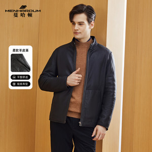 
MENHARDUM/Manhadun winter new high-end business men's stand-up collar leather jacket double-sided leather jacket for men
