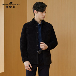 
MENHARDUM/Manthatton winter new product high-end sheep reverse velvet jacket white goose down leather jacket