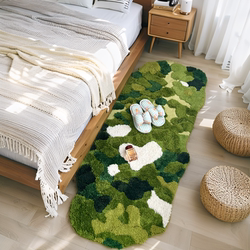 Forest moss carpet bedroom bedside carpet 2025 new ins style room renovation high-end plush floor mat