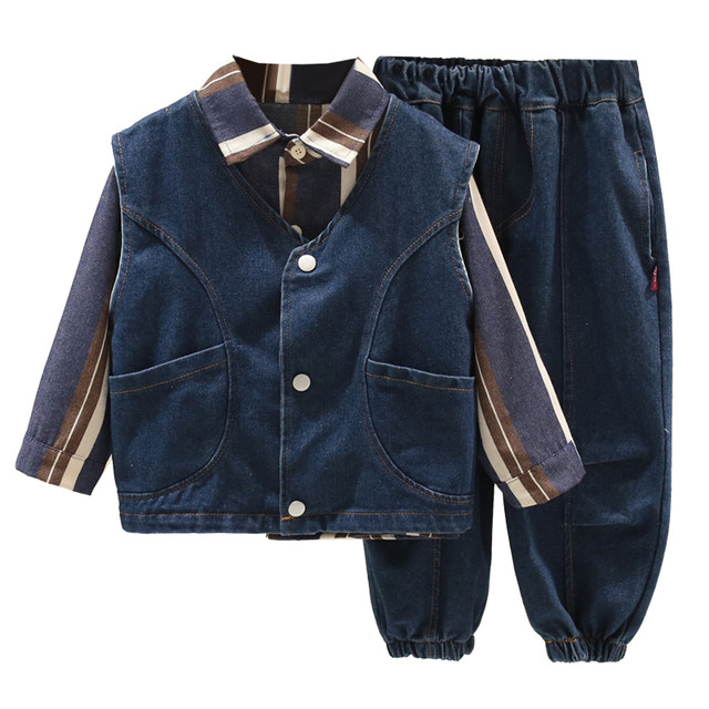 La Chapelle Boys Autumn Suit 2024 New Children's Style Denim Vest Baby ...