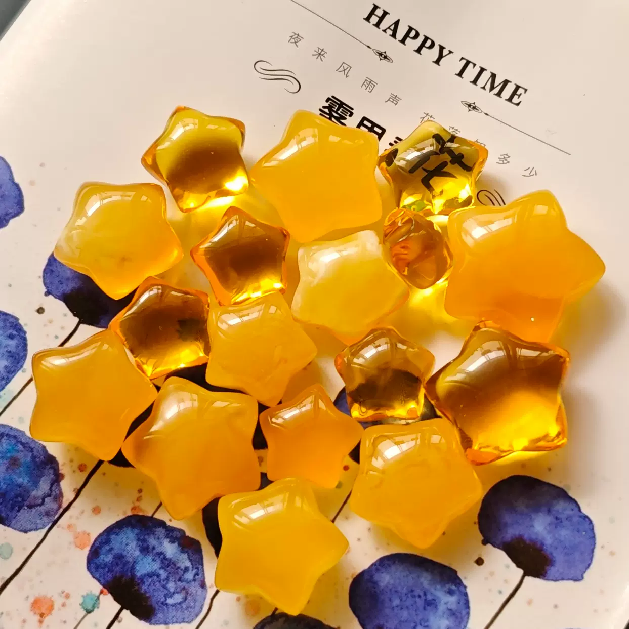双鱼琥珀天然俄料白花蜡金珀鸡油黄蜜蜡满蜡
