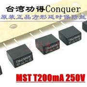 Ống cầu chì siêu nhỏ hình vuông màu đen Conquer của Đài Loan CQ MST T200mA250V bị trì hoãn tan chảy chậm