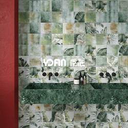Original Style Green Plant Floral Tiles, French Retro Bathroom Tiles, Kitchen Entrance Balcony Wall Tiles, Commercial and Industrial Floor Tiles