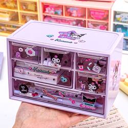 Drawer-Type Desktop Storage Box, Cute Cartoon Student Stationery Organizer, Dormitory Sundries Transparent Compartment Storage Box