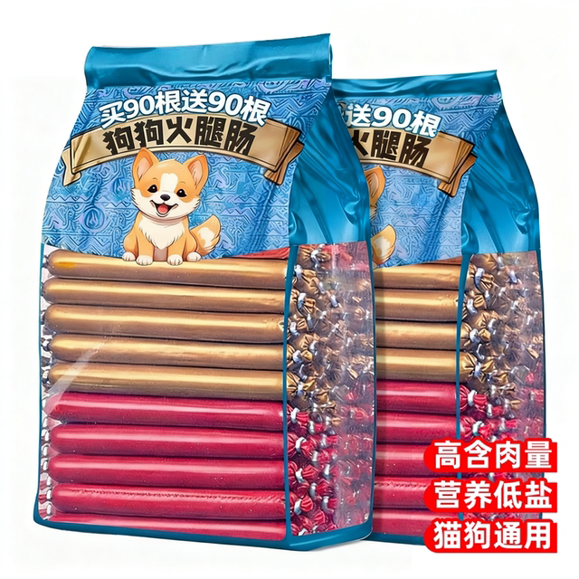 Dog snacks, ham sausage, real meat pet training rewards, teething sticks for large, medium and small dogs, high meat content, puppy meat