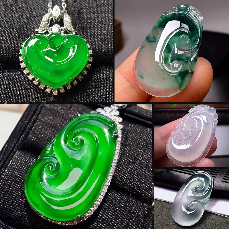 ビルマ翡翠龍頭如意朝鮮人参置物{整理番号:E17} ビルマ翡翠龍頭如意