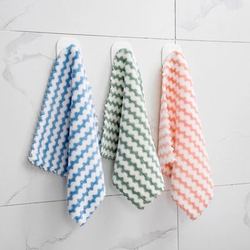 Water Ripple Dishcloth Kitchen Cleaning Non-stick Oil Coral Fleece Dishcloth 3 Colors