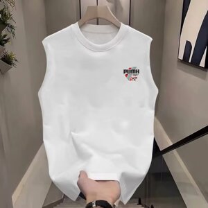 
Heavy cotton vest men's trendy brand printed sleeveless t-shirt summer loose sports waistcoat outer bottoming top