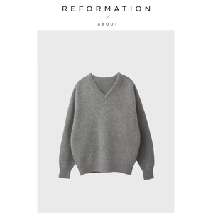 
[Ready Stock] About Reformation V-neck Sweater Women's New Lazy High-Quality Wool Sweater