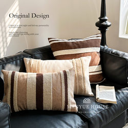M.Life Italian Retro Striped Pillow with a High-End Feel for Living Room Sofa, Lumbar Support Pillow for Guesthouse, Headboard Cushion with Insert