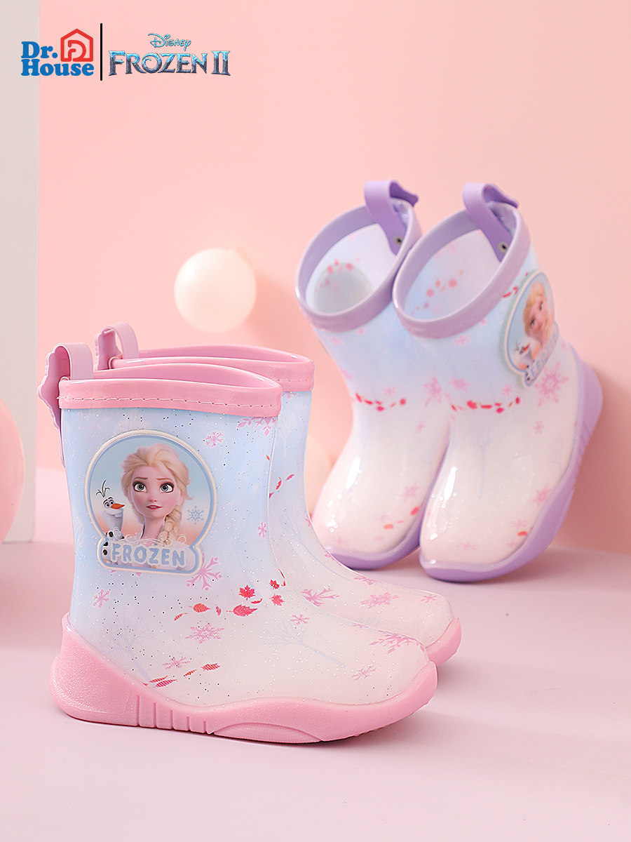 Disney Princess Elsa Rain Boots for Girls PVC Waterproof Cartoon
