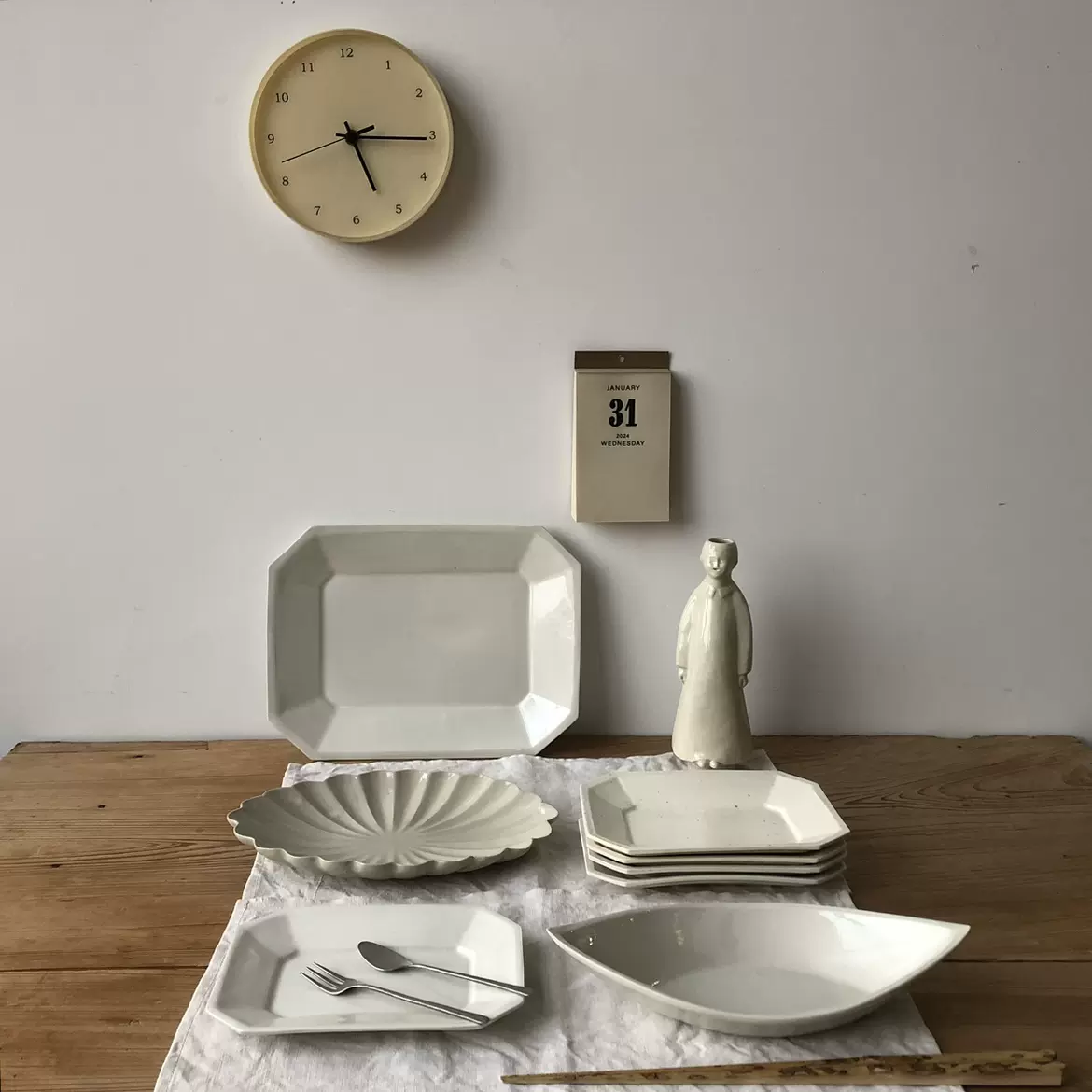 角田淳 楕円輪花皿 大 3枚 角田淳 オーバル皿 大 角田淳