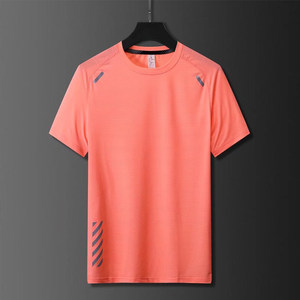 Sports ice silk short -sleeved men's summer fast dry clothing round neck loose and breathable casual running T -shirt fitness training top
