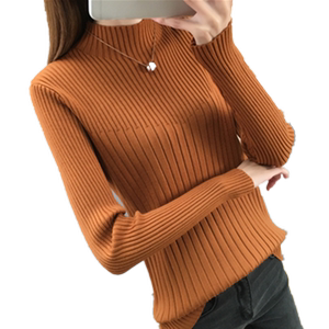 Women's 2025 autumn and winter new slim fit slim inner knitted base shirt women's long-sleeved pullover top
