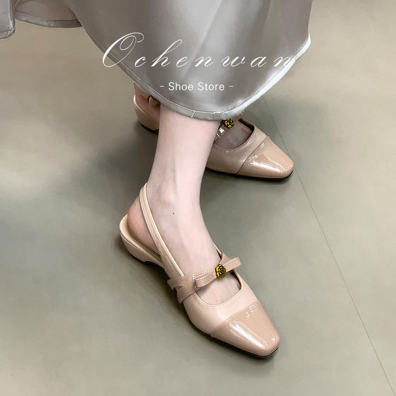 
Baotou Sandals Women's 2026 Spring and Summer New Square Toe Camellia Thick Heel Back Empty Women's Single Shoes Temperament Mary Jane Shoes