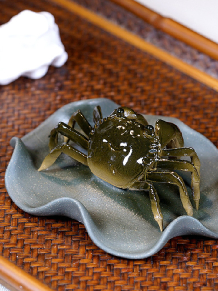 东亚 手工趣味茶宠摆件变色螃蟹龙虾
