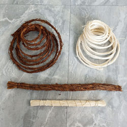 Handmade Rattan Material Combined with Artificial Flowers and Dried Flowers for Creative Landscaping, Christmas Door Lintel Decoration and DIY Arrangement