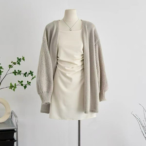 
9.23 Matsumoto ss lazy style sweater cardigan women's autumn loose mid-length knitted jacket drape top