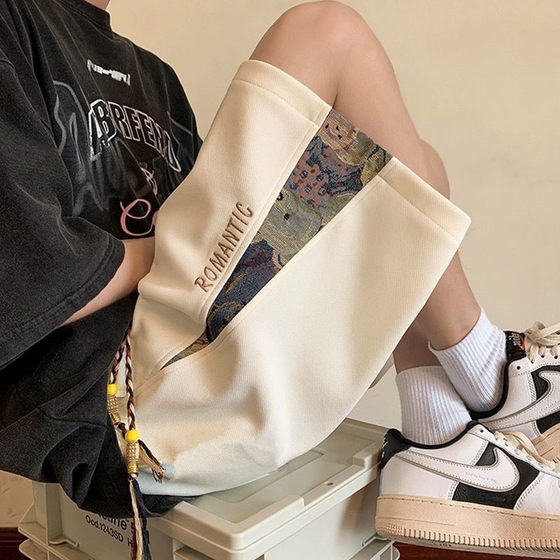 
Clearance shorts for men's summer trendy brand embroidered sports pants loose straight mid-pants casual five-point pants thin