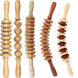 Solid Wood Mace Deep Massage Roller for Back, Waist, Cervical Spine, Fascia Rolling Stick, Yoga Roller, Leg Fitness Stick