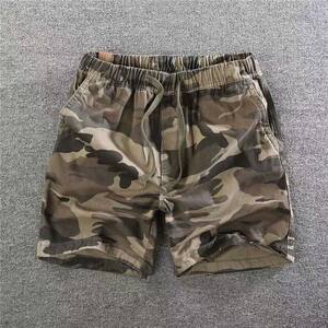 Camouflage casual shorts men's summer pure cotton loose three-point four-point pants new fashion brand 3-point 4-point straight work pants