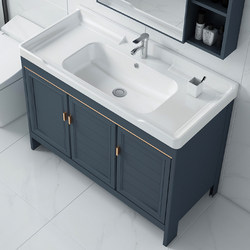 Floor-Standing Washbasin Cabinet Combination Aluminum Alloy Bathroom Cabinet Ceramic Integrated Basin Washstand Bathroom Washbasin Balcony