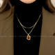 Popular amber stacked gold sweater necklace for women spring accessories light luxury high-end niche tiger eye stone sweater chain