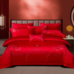 140 pieces of cotton red embroidery wedding four-six pieces set
