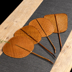 Handmade Bamboo Round Fan, Chinese Style Lacquer Banana Leaf Fan, Round Fan, Vintage Chinese-Style Waist Fan, Household Cooling Fan
