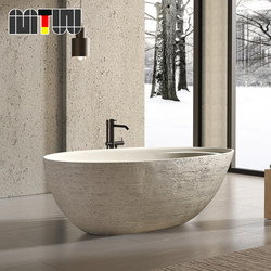 Natural Travertine Integrated Bathtub Designer Model Internet-Famous Art Homestay Hotel Double Freestanding Bathtub
