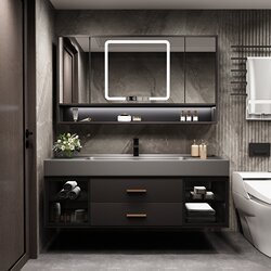 Modern Minimalist Bathroom Cabinet Combination Nano Integrated Basin Honeycomb Aluminum Combination Smart Mirror Cabinet Hand Wash Basin Cabinet