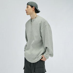 
HAMB original 2025 autumn new American retro half-zip neckline waffle long-sleeved T-shirt for men loose