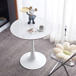 Light Luxury Slate Dining Table, Office Leisure and Meeting Table and Chairs, Coffee Simple Balcony Table, Tulip Small Round Table