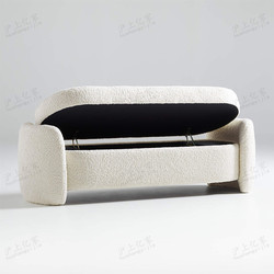 Lambswool Fabric Storage Bench at the Foot of the Bed, Dressing Room Cream-Style Shoe-Changing Bench, Modern Minimalist Sofa Bench, Storage Bench