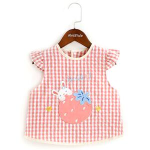 
Girls sleeveless clothes children's spring and summer thin plaid baby waterproof meal clothes anti-dirty baby girl back-wearing protective clothing