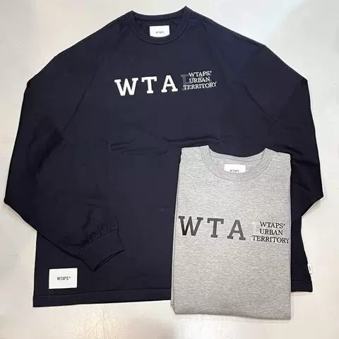 日系宽松WTAPS DESIGN 01 LS COTTON COLLEGE印花字母长袖T恤23AW