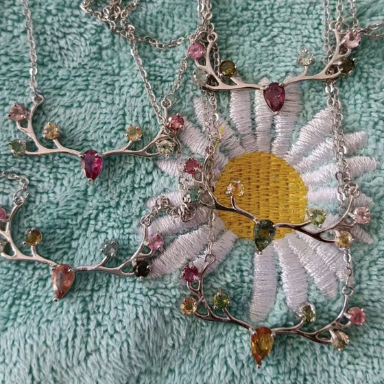 
New branch necklace length adjustable multi-color jewelry popular jewelry tourmaline fashion 17