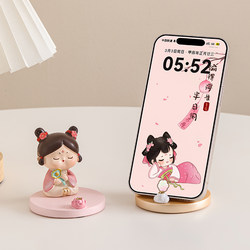 Xi'An Cultural and Creative Souvenirs, Ancient Style Tang Dynasty Lady Mobile Phone Holder, Cute Office Decoration Ornaments, Small Gifts